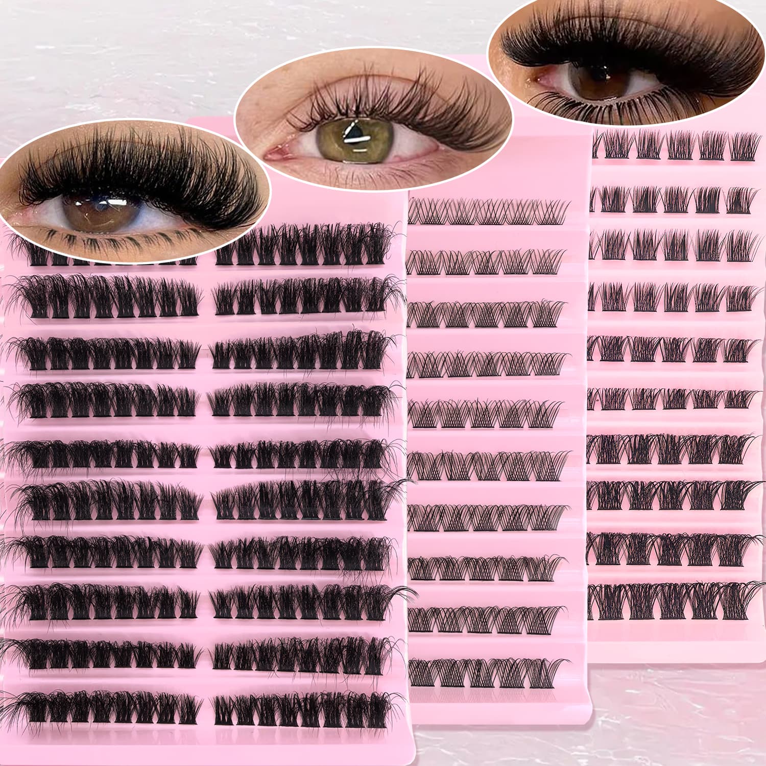 Extensões De Cílios Postiços DIY 10 Linhas Formato De Olho De Gato , Enxertados Naturais Macios Para Uso Doméstico