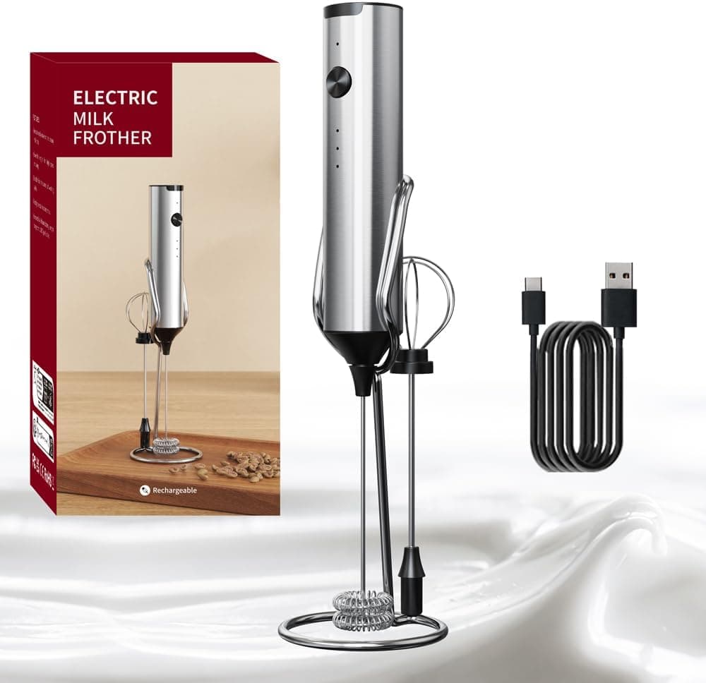 Batedor De Leite USB Bracker Café Recarregável Ovos Elétrico Ajustável De 3 Velocidades Com 2 Um Agitador Removível De A