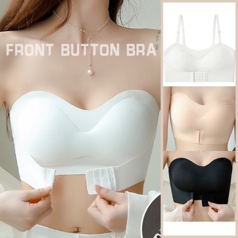 Sutiã Sem Alças Com Fechamento Frontal Estilo Japonês Para Mulheres Push Up Invisível Costura Leve Antiderrapante Bralet