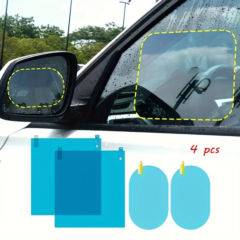4 Pces Espelho Retrovisor Do Carro & Filme Anti-Chuva Da Janela Lateral , Adesivos Impermeáveis Nevoeiro HD PET Para A V