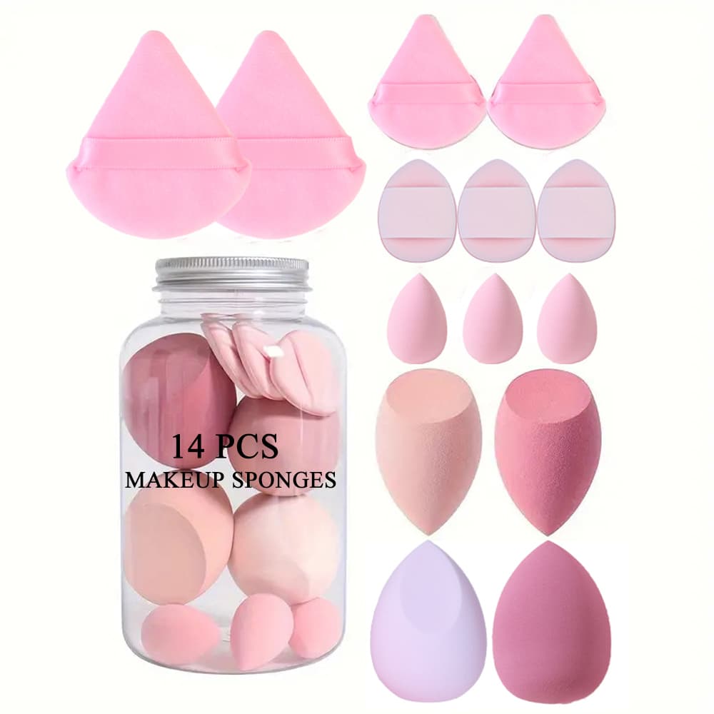 Conjunto De Esponja De Maquiagem De 14 Peças Com Caixa De Armazenamento , Beleza Macia Impecável