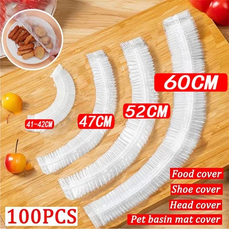 100 Peças Capa Descartável Para Alimentos , Envoltório Plástico De Qualidade Alimentar , Frutas E Vegetais , Saco Elásti