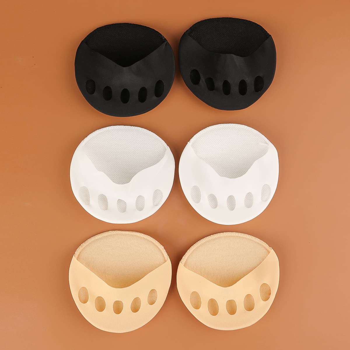 3 Pares De Almofadas Para Antepé Em Tecido Favo De Mel : Metatarsais Conforto Na Bola Dos Pés-Disponíveis 3 Cores Elegan