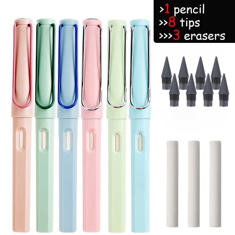 Conjunto De Lápis HB Eterno 12 Peças , Fofos Com Borracha Embutida , Caneta De Esboço De Arte Ponta De Metal Para Desenh