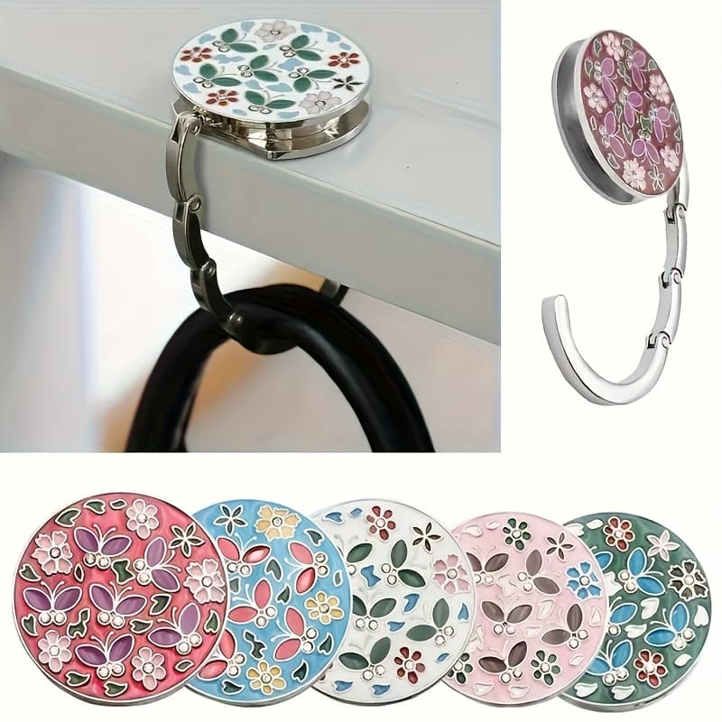 Gancho De Bolsa Dobrável Feminino Saco De Mesa Coleção Bonito Floral Borboleta Ganchos