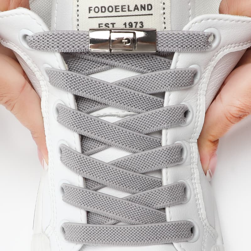 Novos cadarços elásticos sem laço com gradiente e fecho de pressão, acessórios ideais para calçados de crianças e