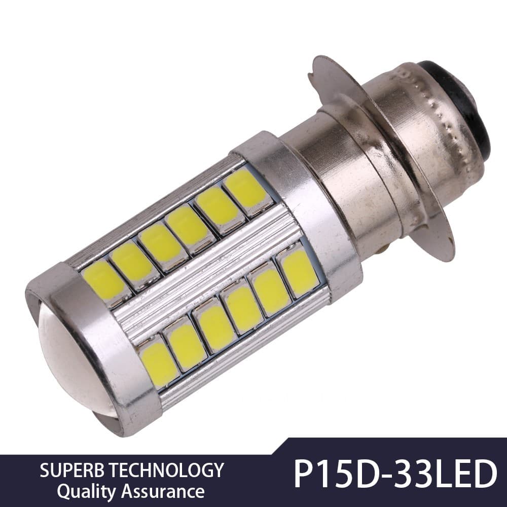 1 Pcs Luz De Nevoeiro P15D LED Farol Motocicleta 33LED Lâmpada 5630 Branco Brilhante H4 H7 12V-24v