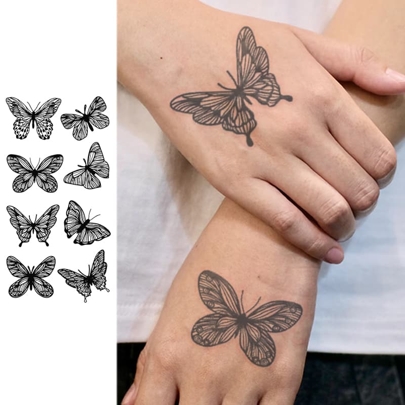 Tatuagem Temporária À Prova D'água Realista , Adesivo De Braço De Borboleta Para Homens E Mulheres , Arte Corporal De Lo