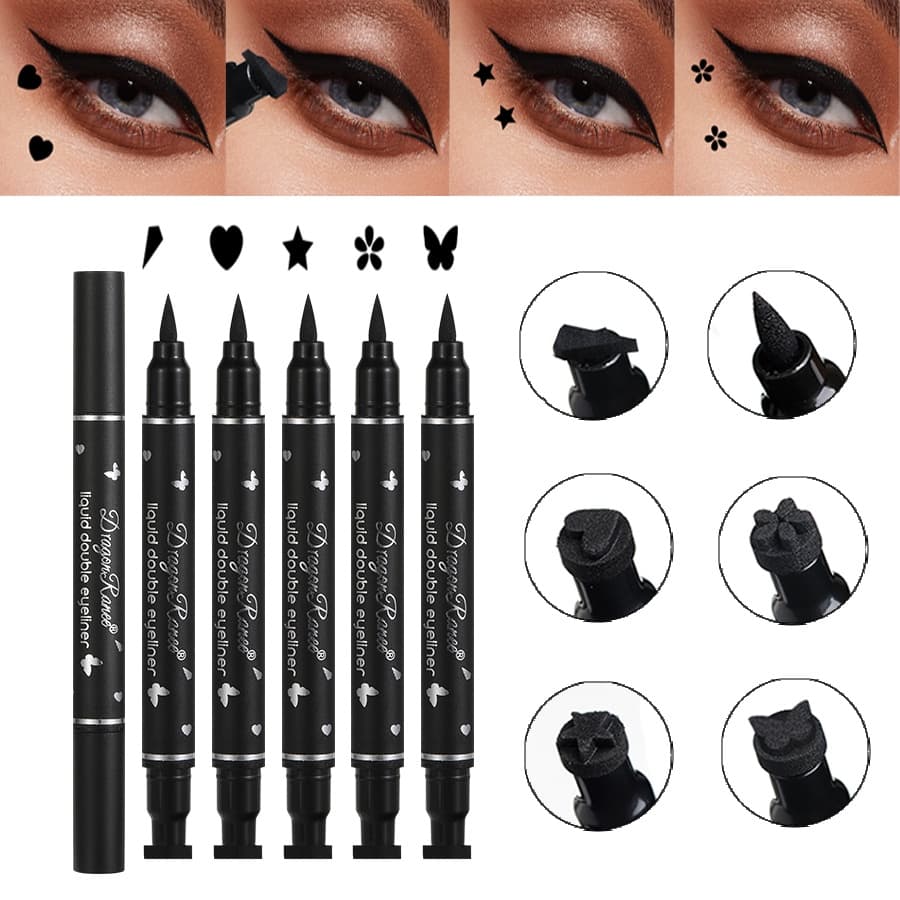 Dragon Ranee Delineador De Ponta Dupla À Prova D'água Carimbo 24H E Líquido De 0.01 Mm Primavera Maquiagem Fresca Essenc