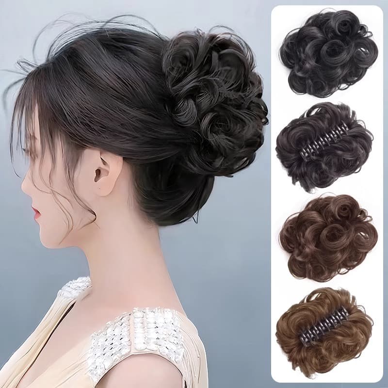 Grampo De Cabelo De Coque De Flores-Peruca Falsa Updo Solta Com Clipe De Tubarão Volumizador , Aparência Natural