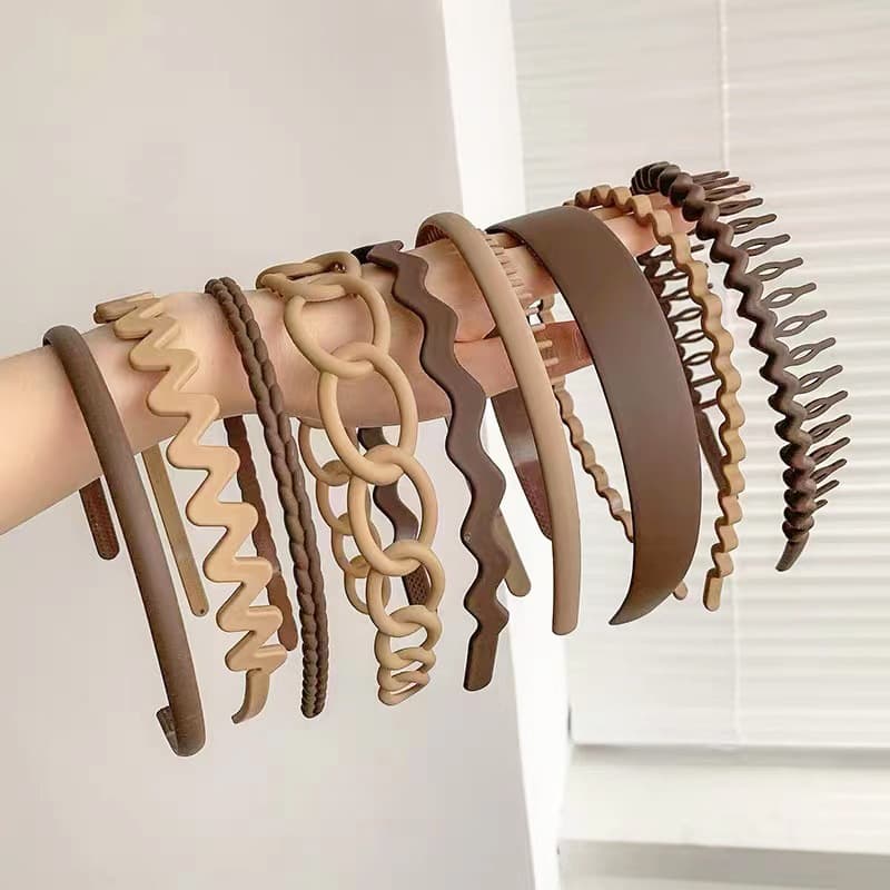  Novas 9 peças de faixas de cabelo coreanas de cor sólida sem escorregamento para franjas e pressão no rosto