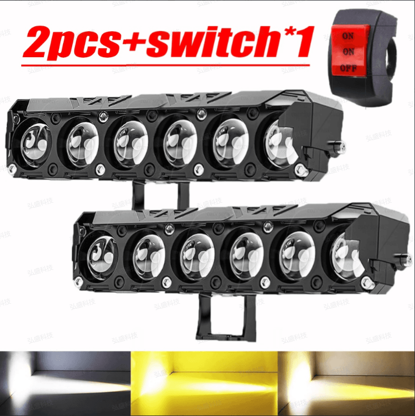 Lanterna De Condução Led Dual Color Com 6 Lentes Para Veículos (12V/24V)