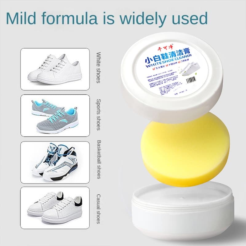 Creme De Limpeza De Sapatos Brancos 120G-Removedor Versátil De Manchas E Solução De Clareamento Com Esponja Para Todos O