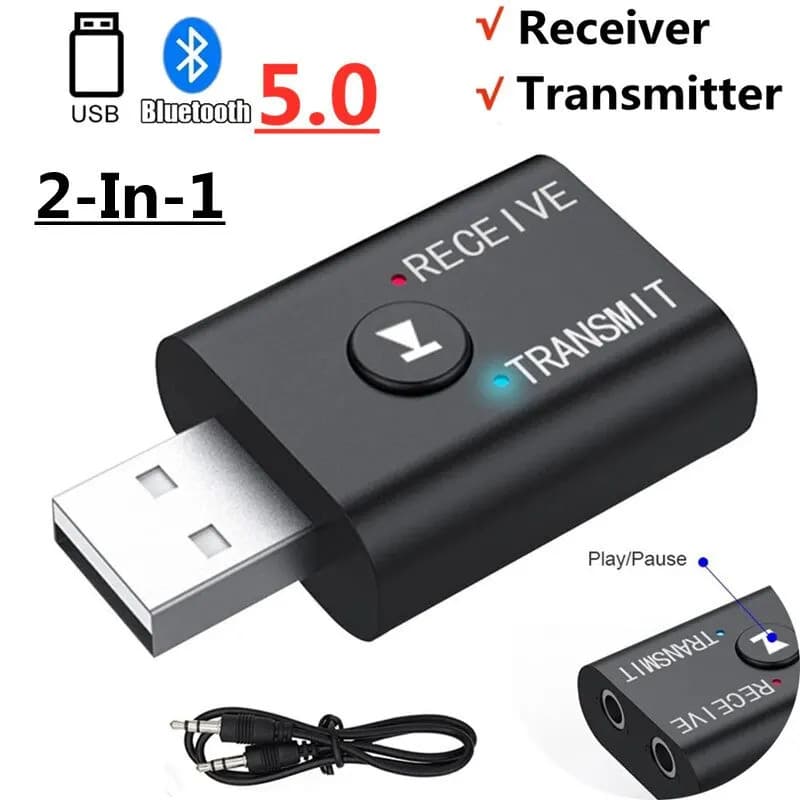 Receptor Transmissor Bluetooth 5.0 AUX 3,5mm RCA USB Dongle Estéreo Sem Fio para TV e Carro