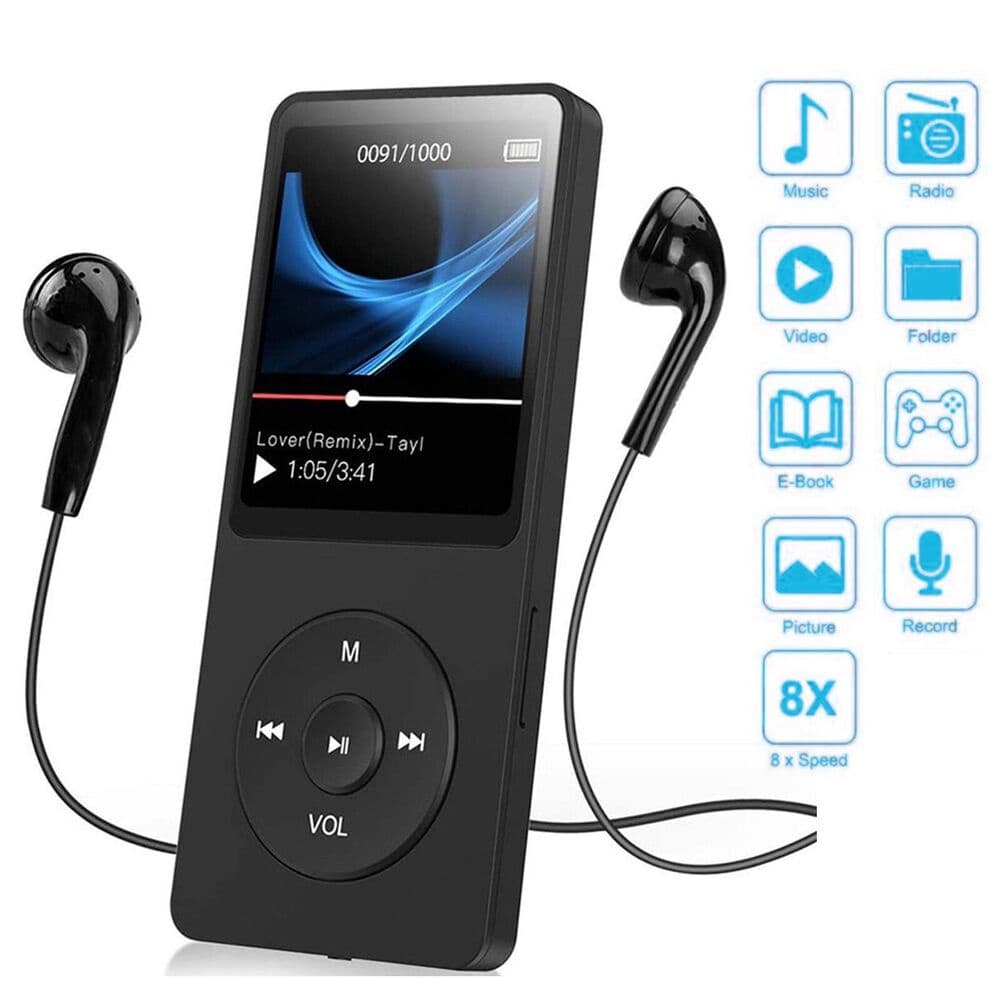 MP3 MP4 Music Player Bluetooth HiFi Sport Sp eakers Rádio FM Gravador De Voz Para Cartão TF De 128 Gb
