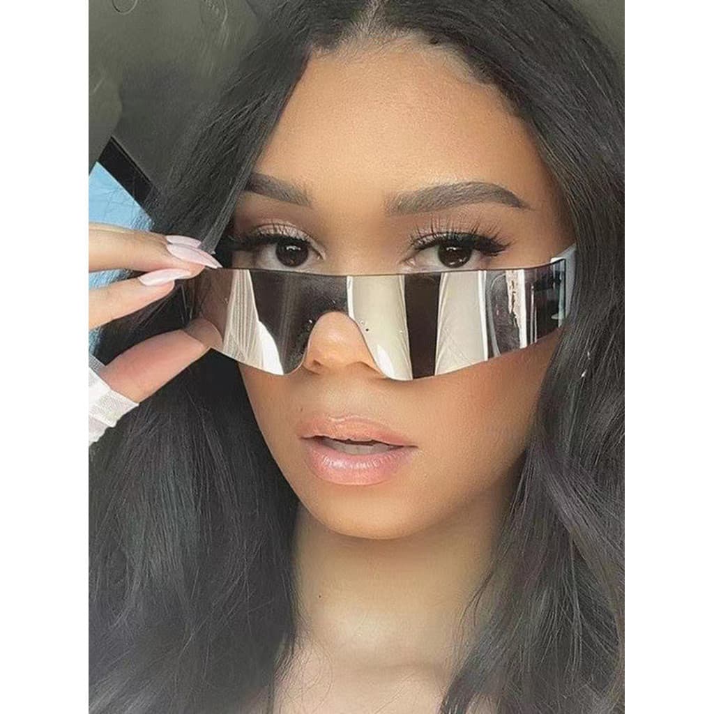 Óculos De Sol Futuristas Sem Moldura , Estilo Esportivo Retrô Y2K Para Roupas Da Moda