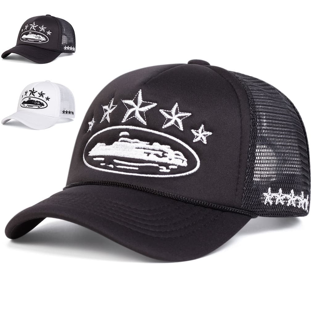 Unissex Estrela De Cinco Pontas Porta-Aviões Bordado Malha Ajustável Boné De Beisebol Pesca Primavera E Verão Lazer Ao A