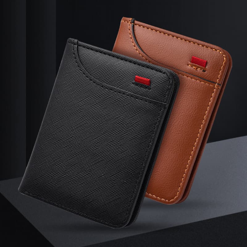  Carteira Masculina Bifold Ultra Fina - Porta Cartão Minimalista Slim com Janela para RG