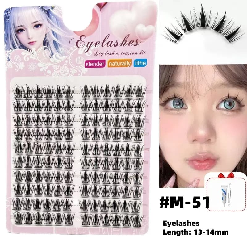 Conjunto De Cílios Postiços Com Pinça E Cola , Estilo Misturado Natural De 10 Fileiras Para Festa Maquiagem Diária