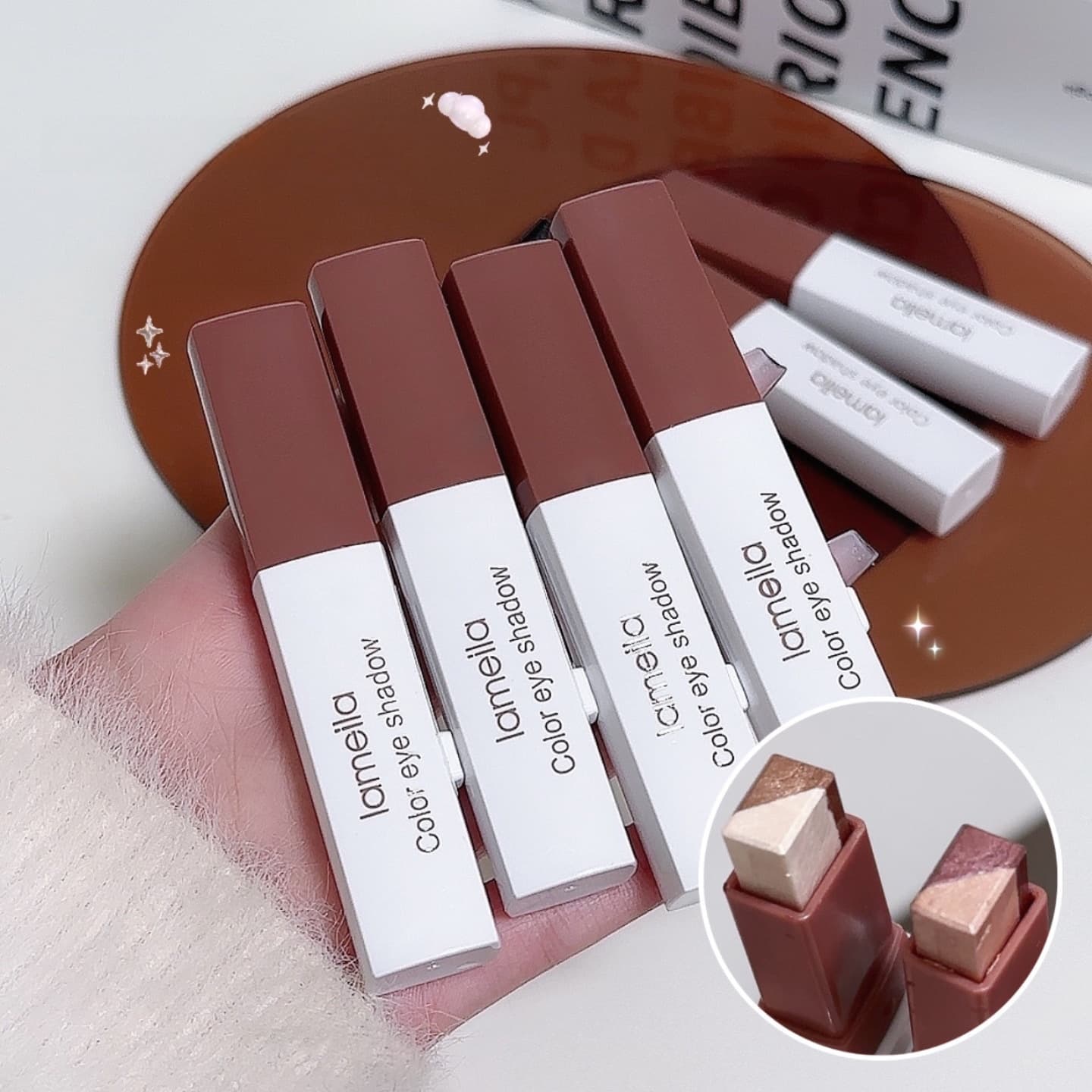 Sombra Em Bastão De Duas Cores-À Prova D'água , De Manchas , Marrom Gradiente E Tons De Café