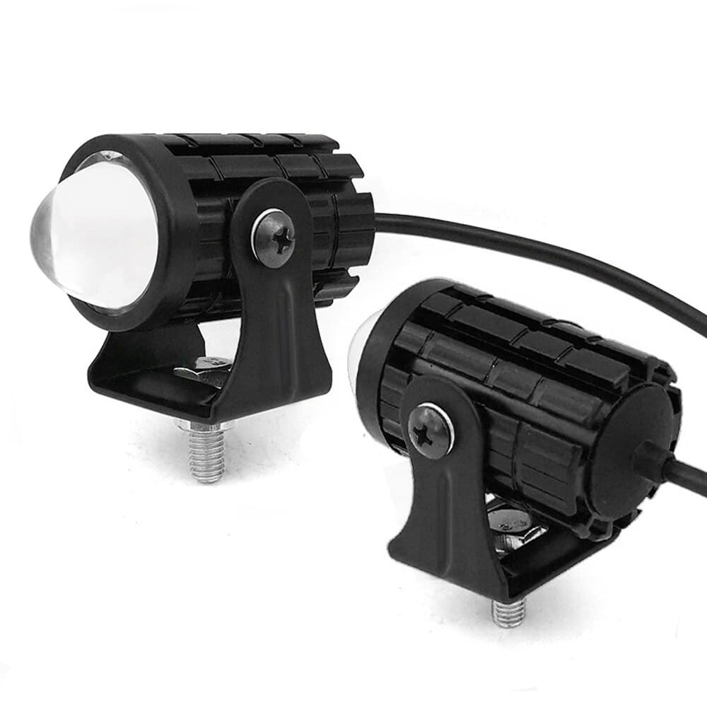 Farol LED Olho De Peixe Duplo Para Motocicleta , Lâmpada Auxiliar De 2 Cores 8-80V Com Interruptor