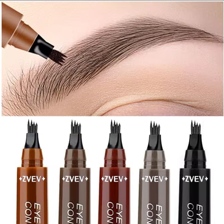 Lápis De Sobrancelha Líquido 4 Cabeças-Maquiagem Impermeável De Longa Duração Multicolorida