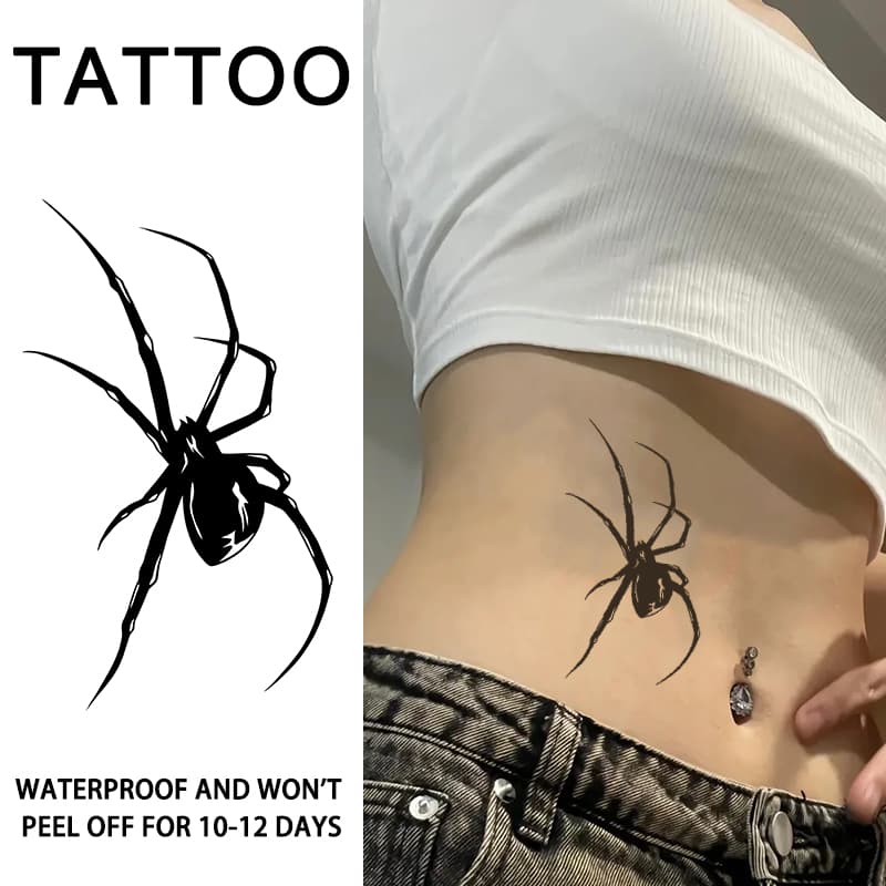 Tatuagem Temporária De Aranha Minimalista De Halloween-À Prova D'água E Durável , Não Brilhante Para Braços , Clavícula 