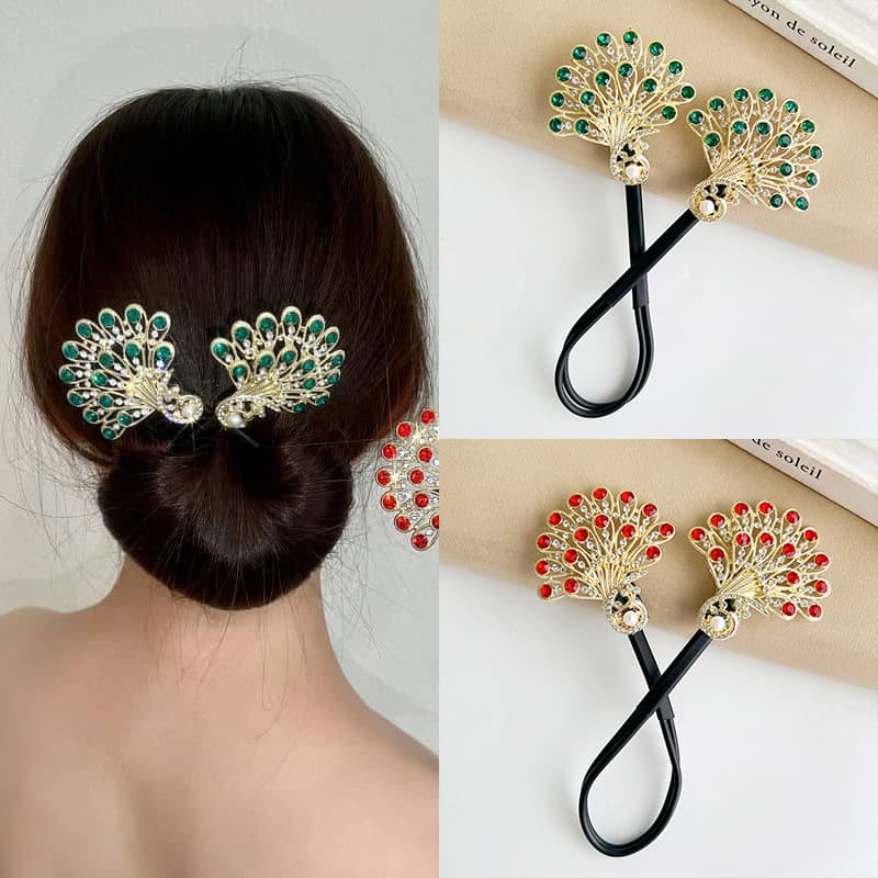 Grampo De Cabelo Pavão De Cristal Coreano Para Mulheres Elegantes Acessórios Banquetes De Casamento