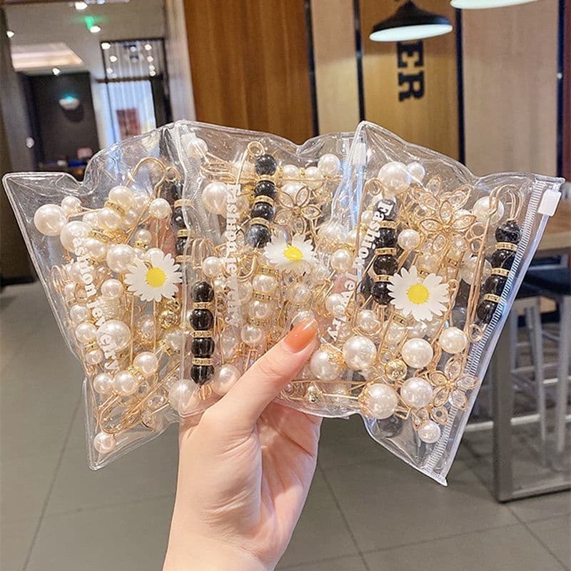 Presente Quente 12 Pçs Coreano Pérola Cintura Clipe Broche Moda Feminina Calças Cinto Acessório