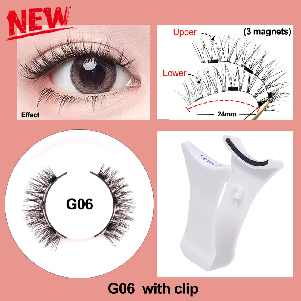 4 Unidades (1 Par) Cílios Postiços Clipe 3D Magnético Reutilizáveis À Prova D'água Sem Necessidade De Cola