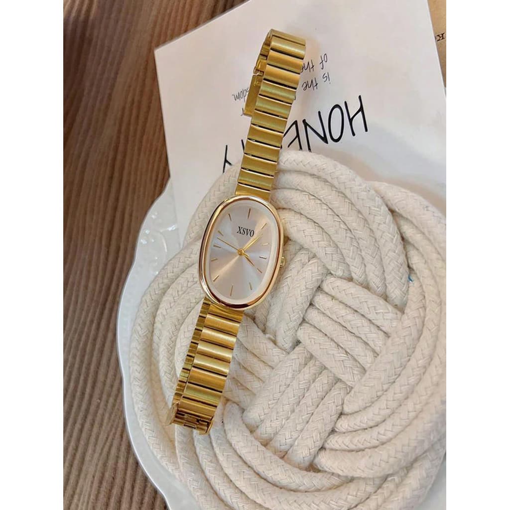 Relógio Feminino Oval Bambu Padrão Pulseira De Quartzo Estilo Natureza Estudante Fresco Elegante