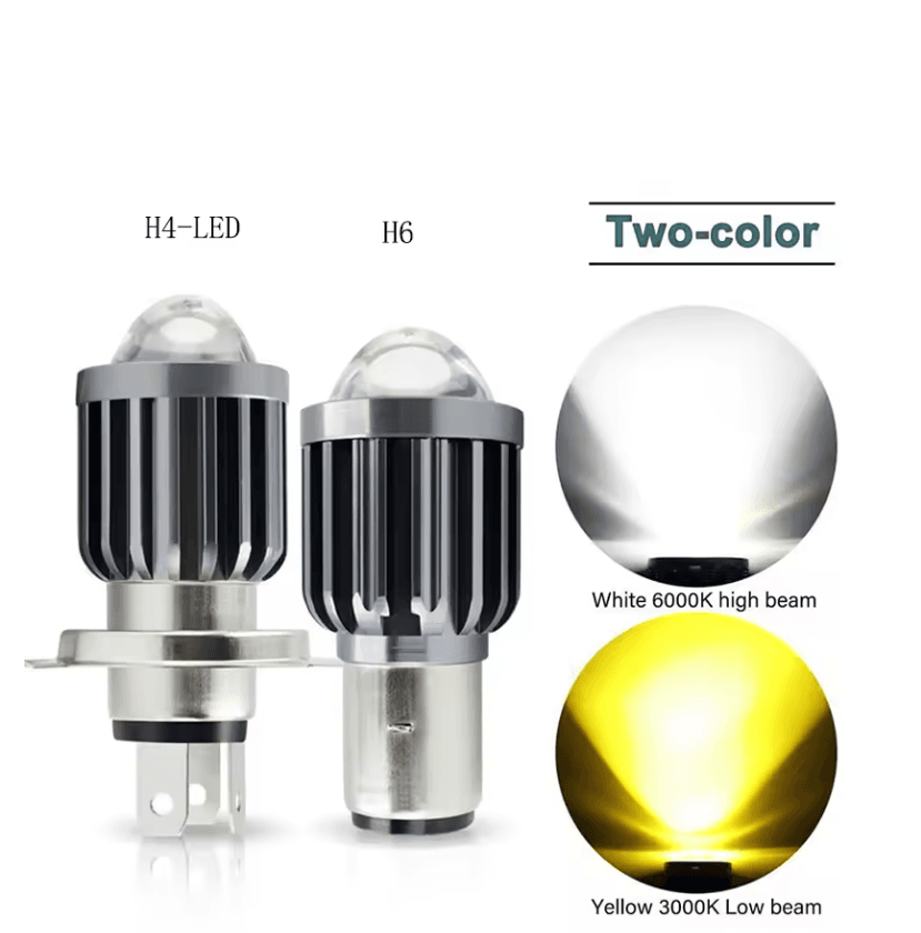 Farol Universal Para Motocicleta , H4/H6 , 12V , Led , Feixe Alto/Baixo , Lâmpadas 12000LM , Super Brilhante , Lâmpada D