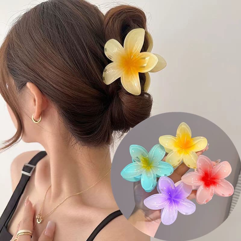 Grampo De Cabelo Flor Transparente Para Mulheres Estilo Coreano Frangipani Garra Clipe Moda Criativa Acessório