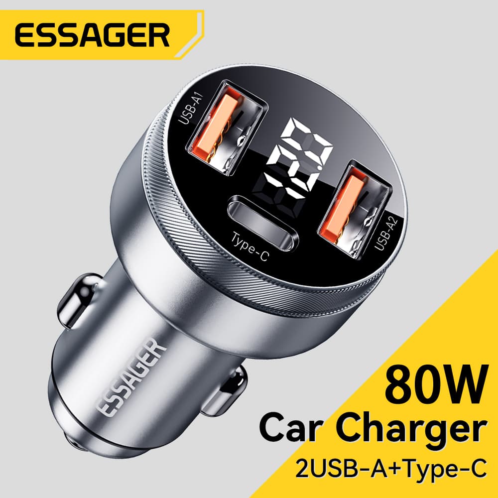 Essager 80W Carregador De Carro USB Type C PD Carregamento Rápido Telefone Carga Rápida Para iPhone 14 13 Huawei Xiaomi 