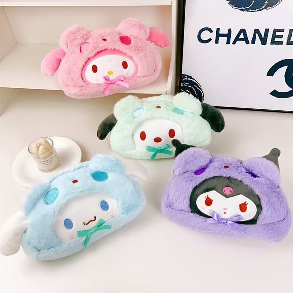 Estojo De Lápis De Pelúcia Grande Capacidade Material Escolar