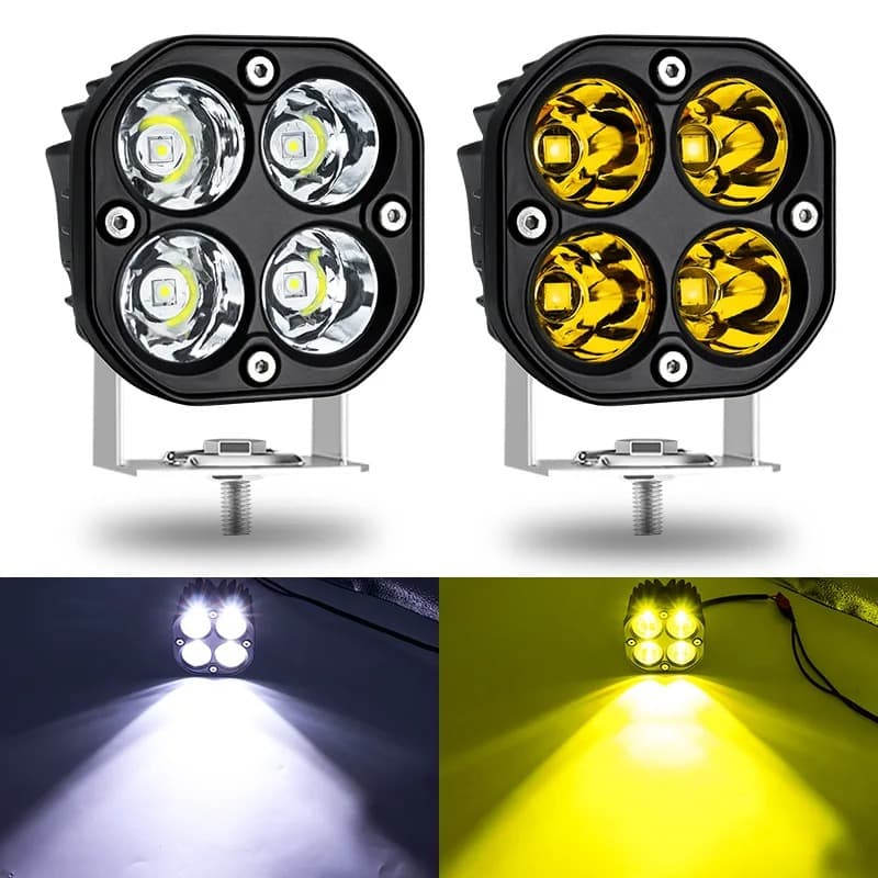 2 Pçs Offroad LED Luzes De Condução 4x4 Vagens Motocicleta 3 Polegada 40W Farol Nevoeiro Lâmpada Lada 4WD Dupla Cor Limã