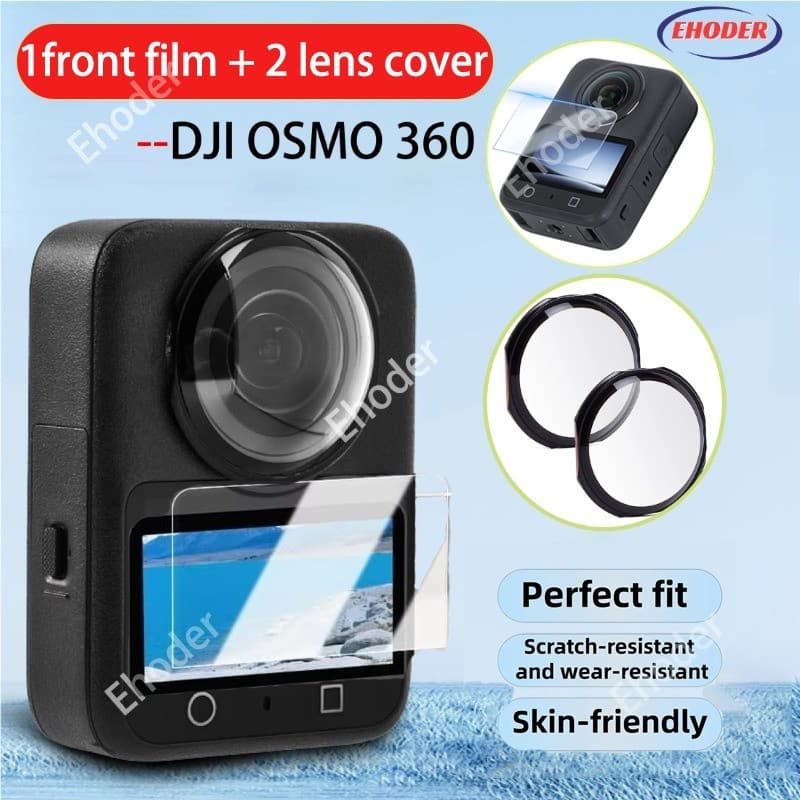 2pcs Protetores De Lente E 1 Unidade De Vidro Temperado Para DJI Osmo 360 PC Tampa Resistente A Arranhões