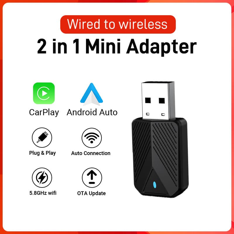 2025 Receptores De Navegação E AV Adaptador Automático CarPlay Android Sem Fio 2 Em 1