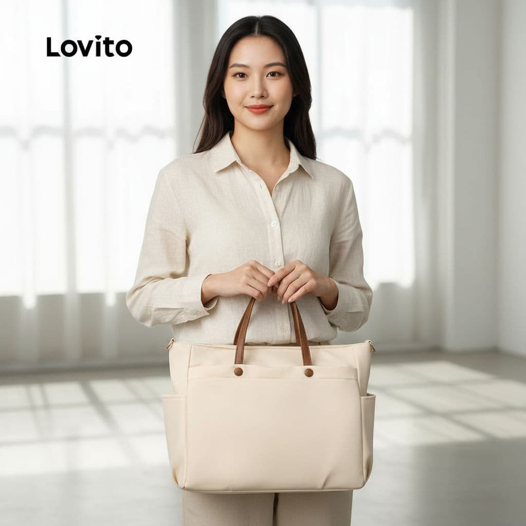 Lovito Carteira Bolsa de Ombro Casual Feminina Grande Capacidade para Notebook LFA98042