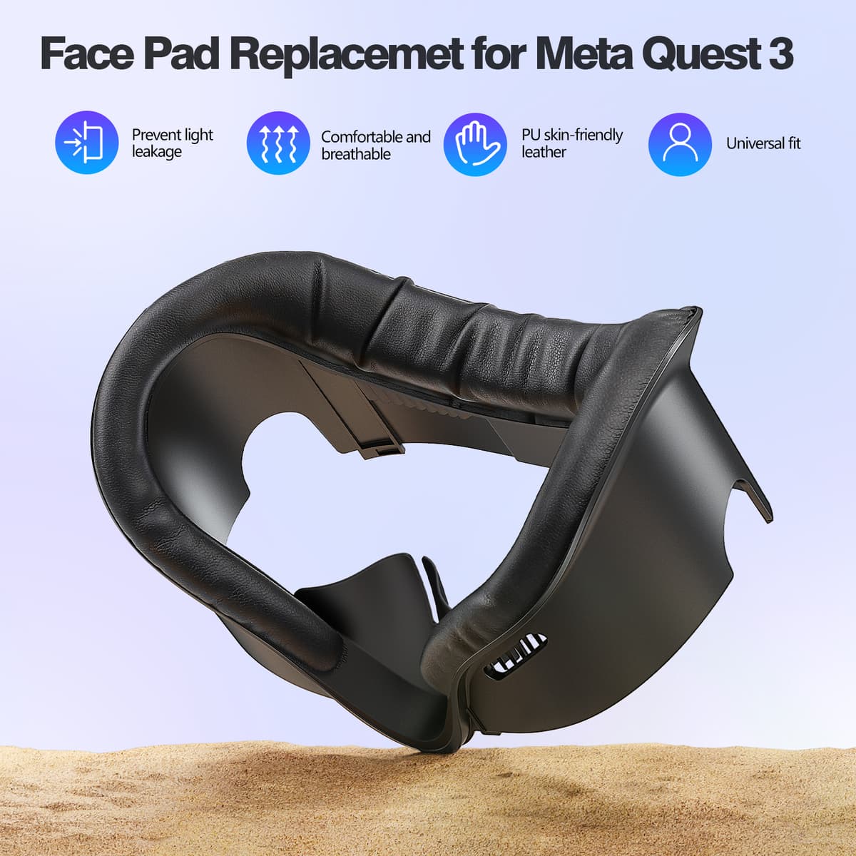  Interface Facial e Almofada de Capa Facial Compatível com Acessórios Meta Oculus Quest 3/3S, Substituição de Almofada