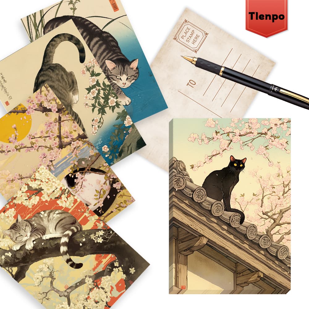  Cartões postais vintage de gatos japoneses, 32 unidades, para envio, felicitações, cartões postais DIY, cartões-postais