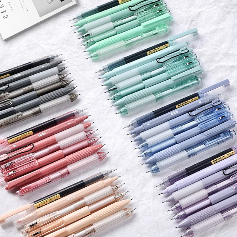 7Pcs/Box Minimalista Transparente 0,5mm Caneta Gel De Alta Qualidade De Tinta Preta De Secagem Rápida Para Estudantes