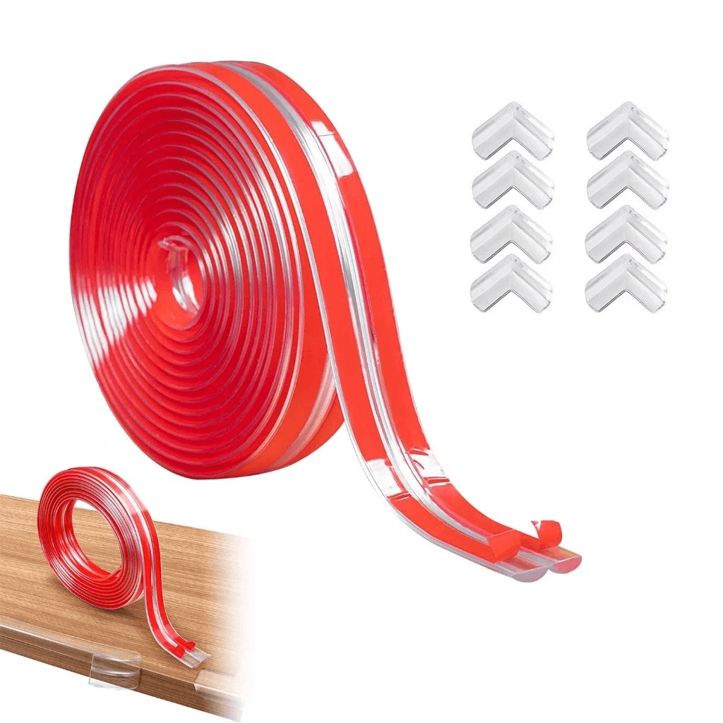  Protetor de quina para mesa infantil 10mm x 6m transparente, feito de silicone seguro, protege eficazmente os cantos e