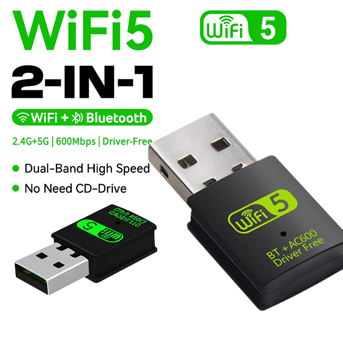 Dongle Wifi USB AC600 De Alta Velocidade Bluetooth Para Laptop Desktop-Venda De Primavera 2026