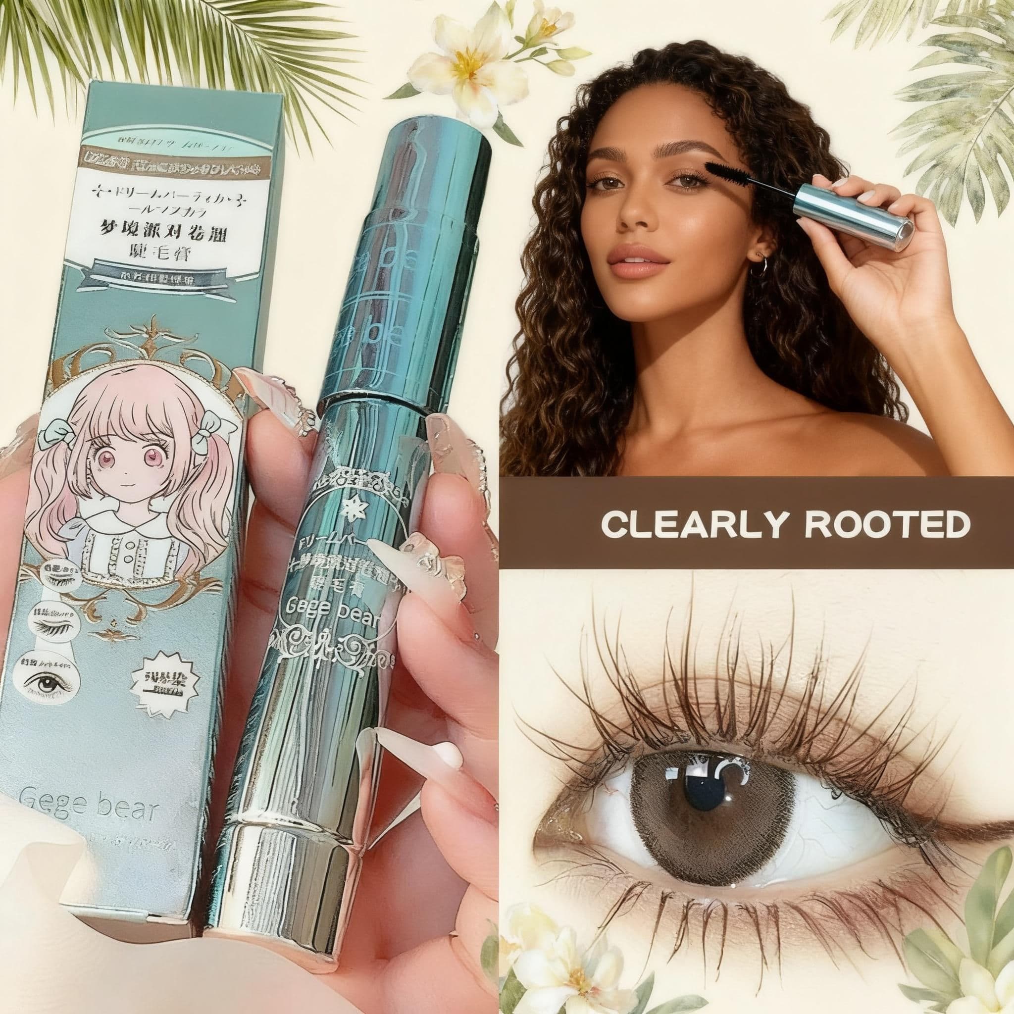 Máscara De Longa Duração Gege Bear Para Alongar , Engrossar E Enrolar Cílios , Maquiagem Natural Sem Manchas