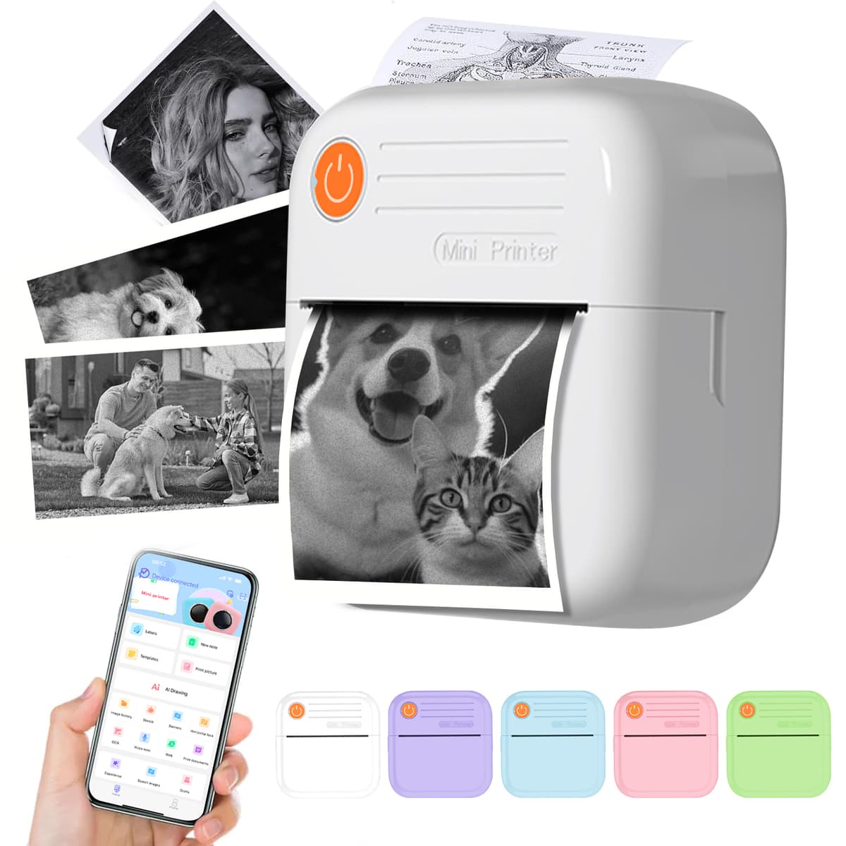 Mini Impressora Bluetooth Sem Fio , De Etiquetas Térmica Portátil , Presente De Aniversário De Natal