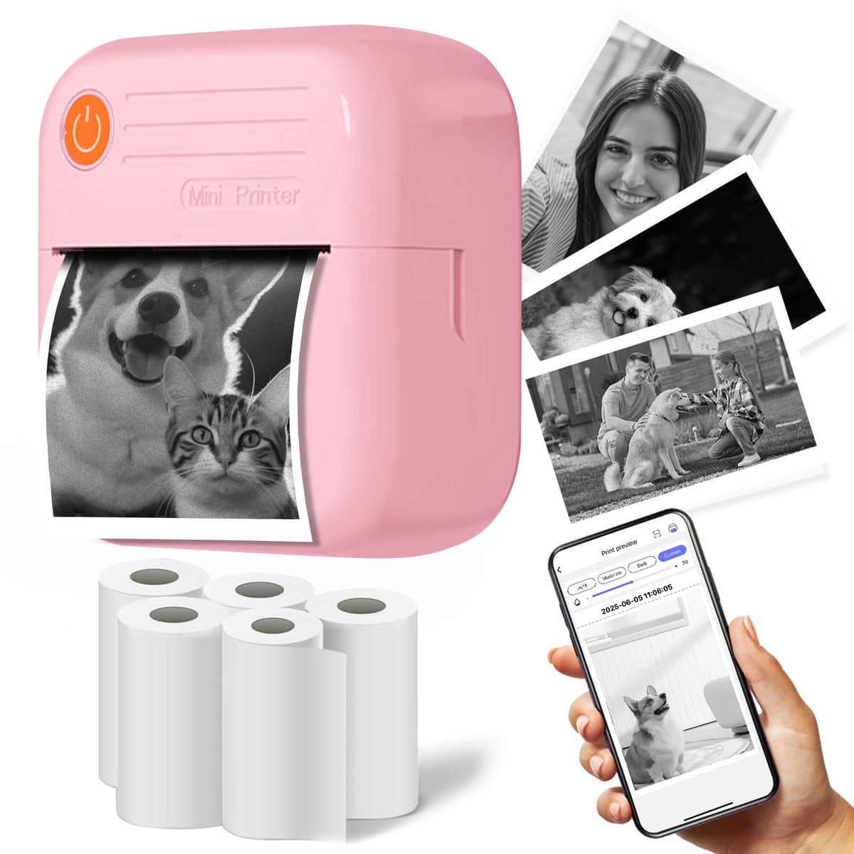 Impressora De Adesivos Sem Tinta , Mini Térmica Portátil Para Notas De Estudo , Fotos , Diários , Presente De Aniversári