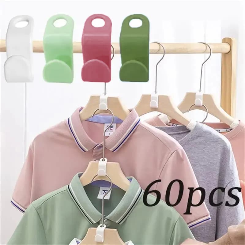 60pcs/set Conexão Cabide Plástico Gancho Empilhável Armazenamento Econômico Rack Multifuncional Suspensos
