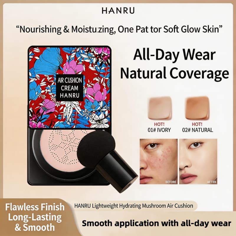 Almofada De Cabeça De Cogumelo BB Cream , Base De Cobertura Completa Leve E Impecável , Maquiagem Nude Natural Hidratant