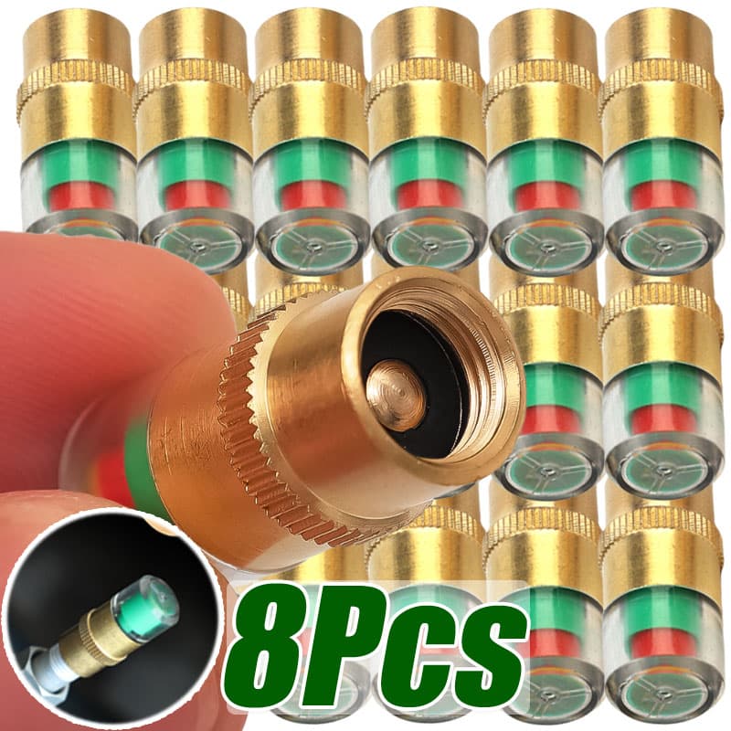 1-8 peças Indicador Externo de Pressão de Pneus para Válvula de Roda, Alarme Sensor de Pressão de Pneu para Automóveis,
